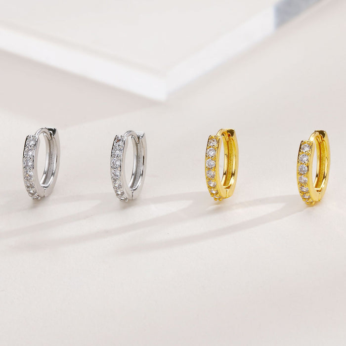 Wholesale Silver plated zircon earrings with diamond studded rings and earrings