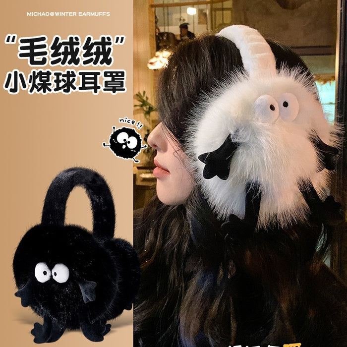 Wholesale Funny briquettes imitation rabbit fur earmuffs parent-child winter thick warm foldable cute earmuffs