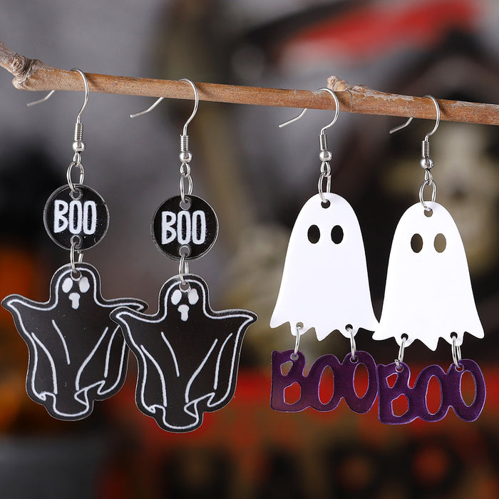 Wholesale  Gothic style black and white ghost splicing pendant earrings acrylic earrings