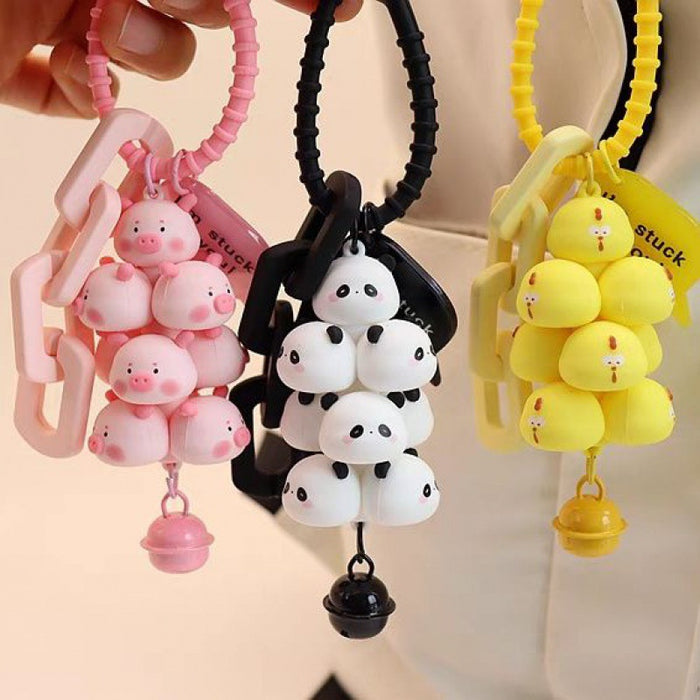 Wholesale  pendant succulent grape string panda anti-lost keychain bag ornaments cartoon animal keychain