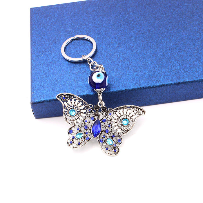 Wholesale Butterfly Full Diamond Alloy Retro Keychain Accessories Personalized Keychain