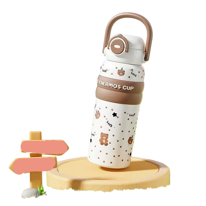 Wholesale Cartoon handle snap-on lid large capacity thermos cup