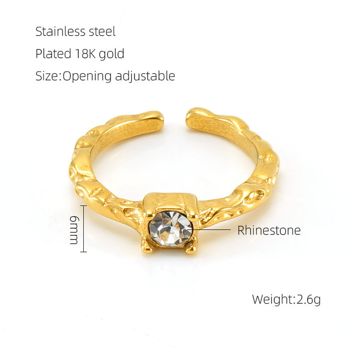 Wholesale Vintage titanium steel moonstone open adjustable ring