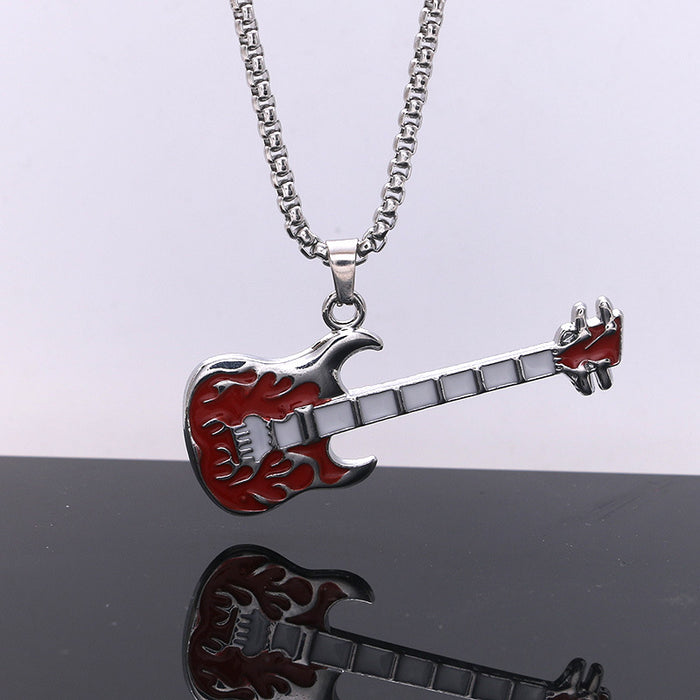 Wholesale Stainless Steel Guitar Pendant Necklace JDC-NE-Zheq003