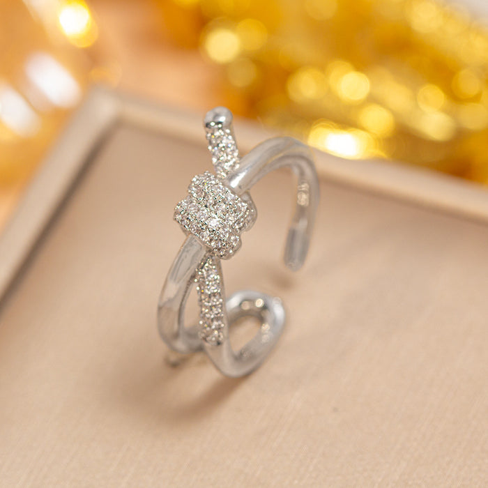 Wholesale Vintage Gold Plated Geometric Hollow Out Ring Adjustable Jewelry Accessory MOQ≥2