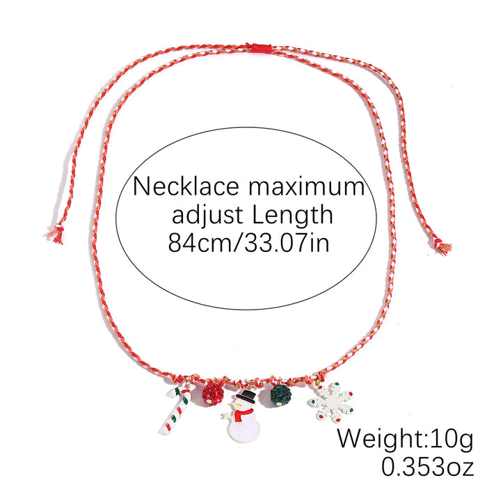 Wholesale Christmas Necklace Alloy Oil Dripping Necklace Christmas Cartoon Snowman Christmas Tree Pendant Necklace