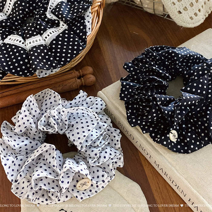 Wholesale Textured Black and White Multi-Layer Scrunchie Fashion Hair Tie Hair Accessory