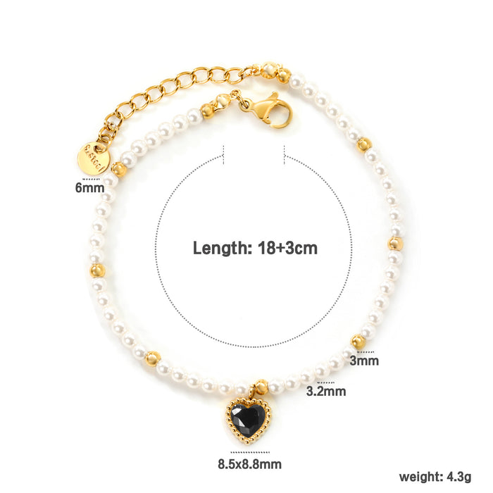 Wholesale Mixed Color Heart-Shaped Zircon Bracelet Niche Design Cherry Bracelet Stainless Steel Bracelet