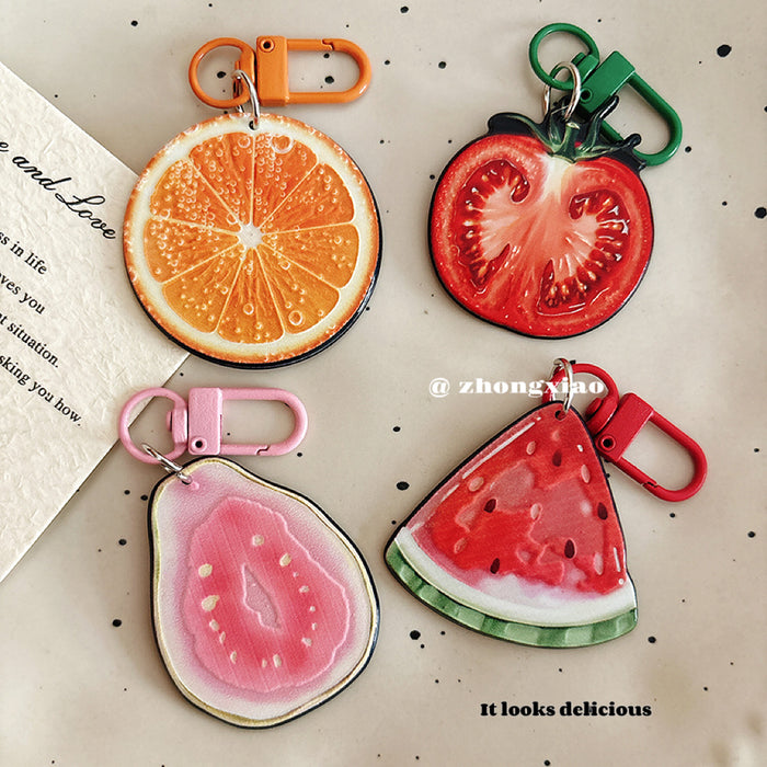 Wholesale Acrylic Fruit Slice Keychain Decorative Pendant Fashion Accessory For Girls Gift
