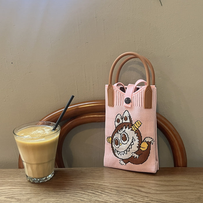 Wholesale Mobile Phone Bag Wool Knitted Small Square Bag  Small Bag Contrast Color