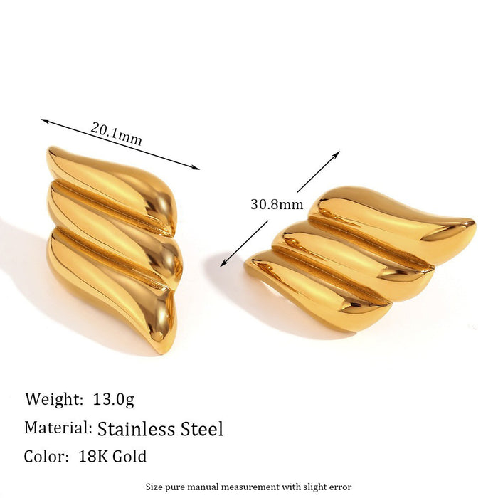 Wholesale Fashionable and versatile retro niche earrings made of stainless steel gold-plated irregular geometric heart-shaped earrings