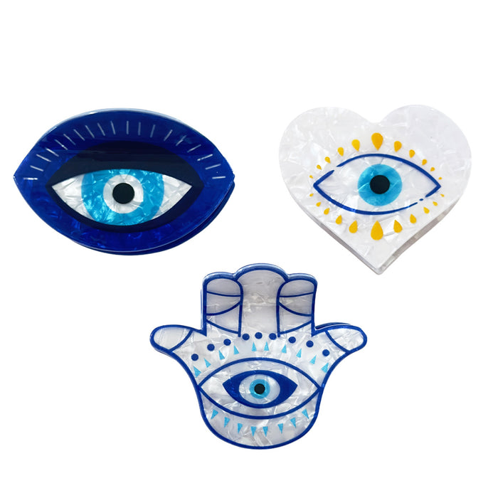 Wholesale Devil' s Eye Hair Clip Retro Blue Eyes Fatima' s Palm Grip  Evil Eye Headpiece