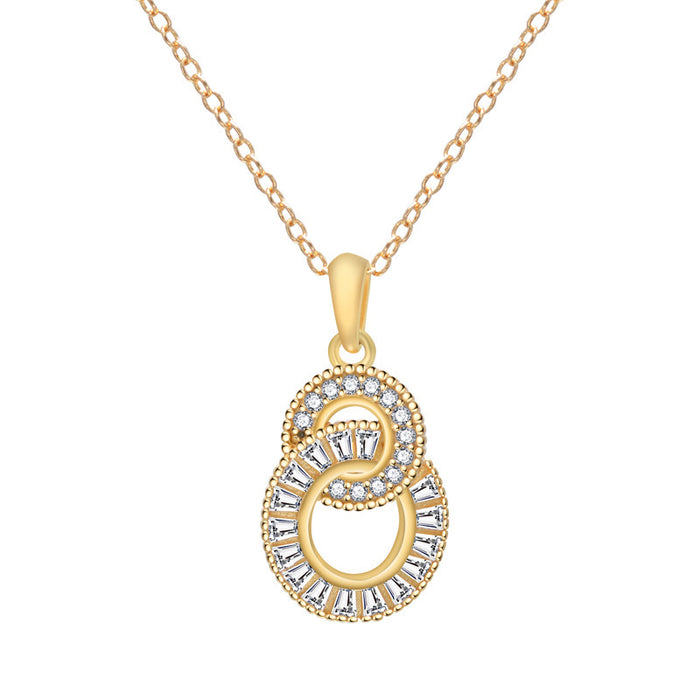 Wholesale Light luxury double ring necklace, personalized, fashionable, versatile, inlaid with zircon pendant and accessories
