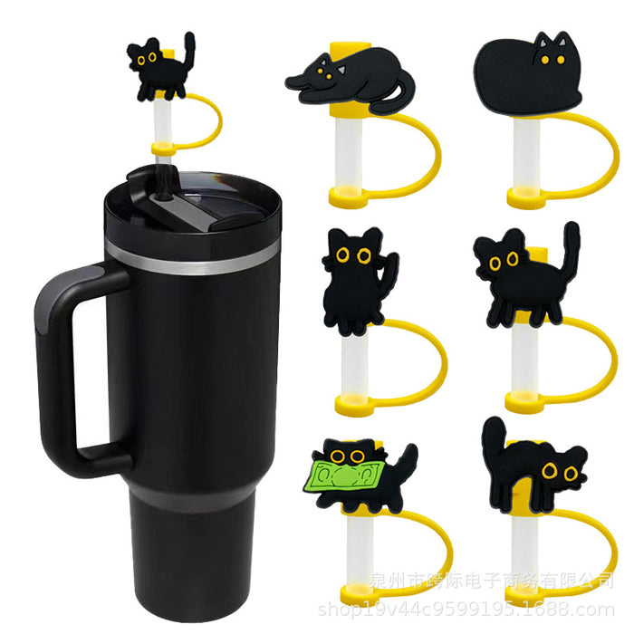 Wholesale Cute cartoon straw cover, silicone straw cap, tube cover decoration, compatible with water cup, straw, dust cap