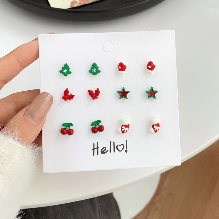 Wholesale Alloy Earrings Christmas Cute Candy Snowflakes JDC-ES-shuangx005