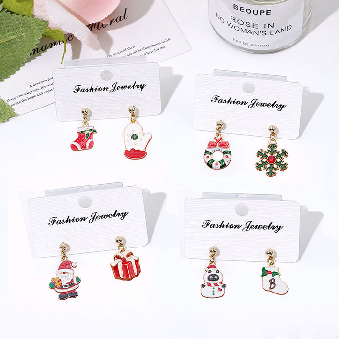 Wholesale Alloy Christmas Earrings Santa Reindeer Bell Pendant Boutique Resale MOQ≥2