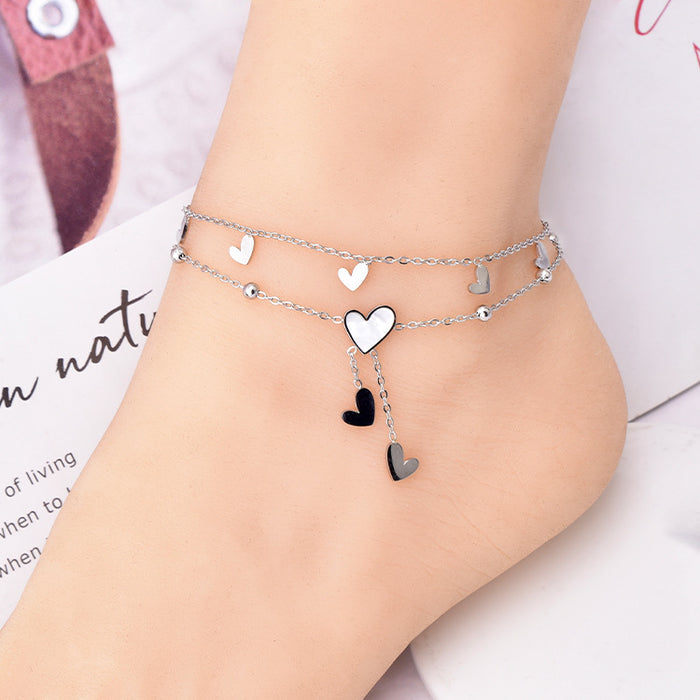 Wholesale Love Butterfly Tassel Titanium Steel Anklet JDC-AS-JinL003