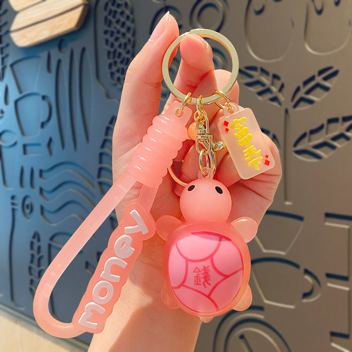 Wholesale Luminous little turtle key chain all red chan with turtle pendant explosive schoolbag pendant key chain small gift batch
