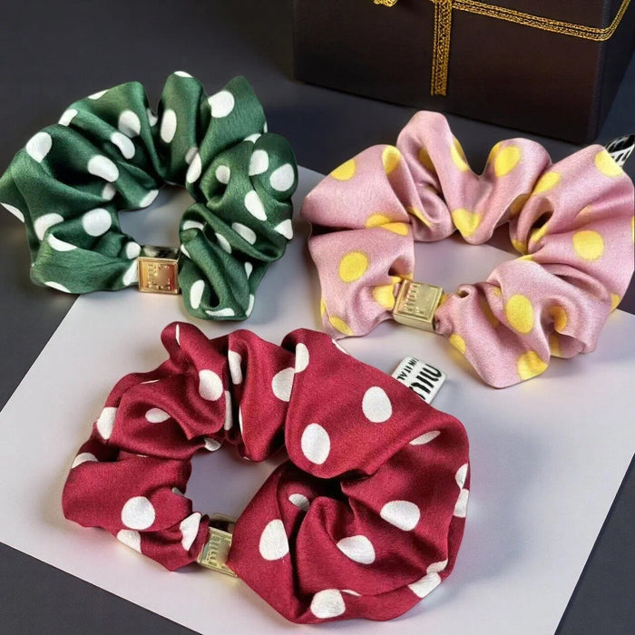 Wholesale Stylish Fabric Scrunchie With Polka Dot And English Letter Design Fashion Hair Accessory For Everyday Gift
