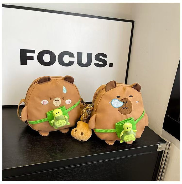 Wholesale Plush Capybara Backpack Cute Crossbody Handbag Female Cartoon Student Small Backpack