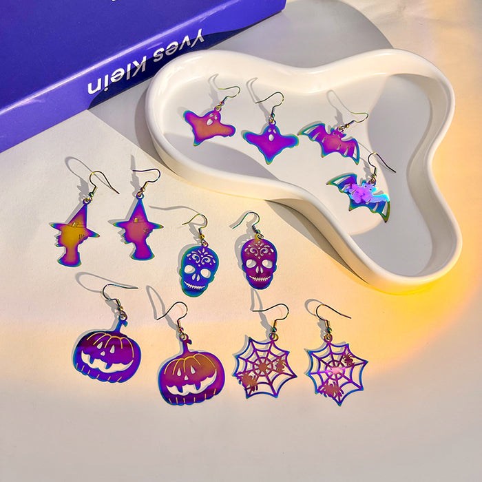 Wholesale Halloween Colorful Gradient Electroplating Color Matching Acrylic Earrings JDC-ES-MDD099