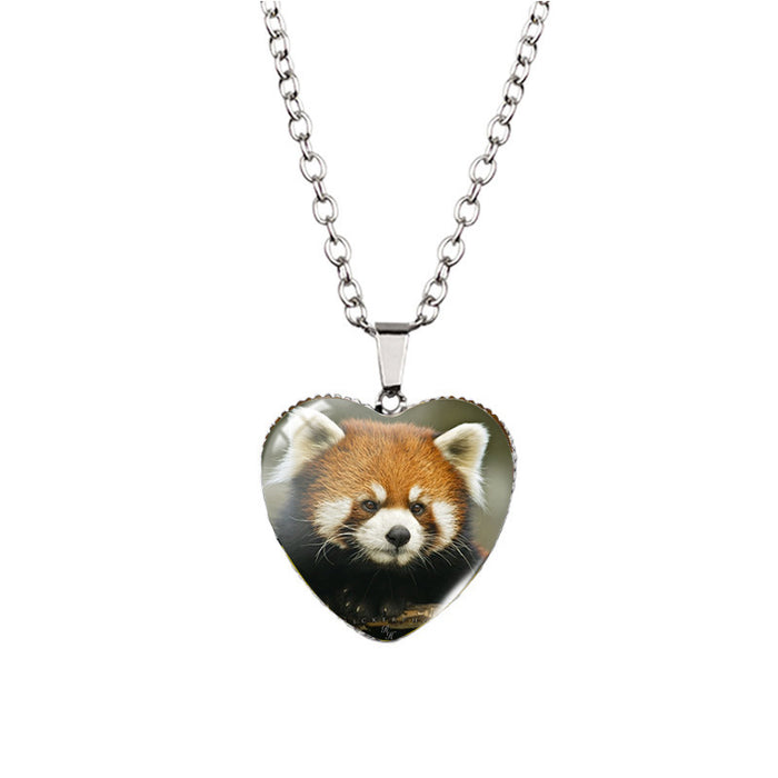 Wholesale bear heart-shaped animal Time gem necklace European and American Cat Peach heart pendant necklace sweater chain