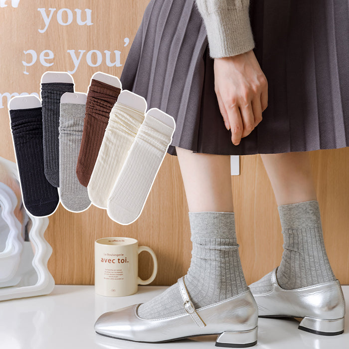 Wholesale Mid length socks with drawstring ballet style, solid color boneless cotton socks