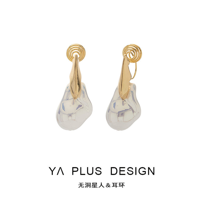 Wholesale Irregular pearl ear needle fold geometric ear clip painless