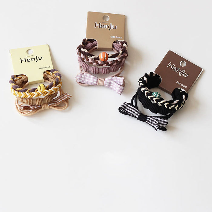 Wholesale New atmosphere without damaging hair headband set, milk coffee color high elasticity plaid headband new