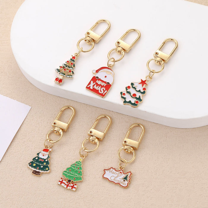 Wholesale Christmas Series Keychain Christmas Tree Alloy Oil Drop Pendant Creative Gift Christmas Decoration