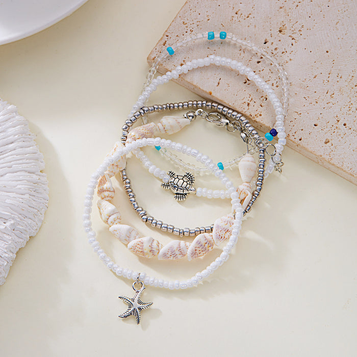 Wholesale Boho Beach Shell Charm Bracelet Set Handmade Resin Beaded