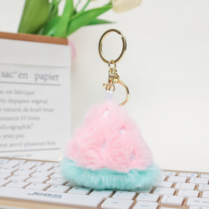 Wholesale Cute Plush Fruit Keychain Bag Charm Pink Watermelon MOQ≥3