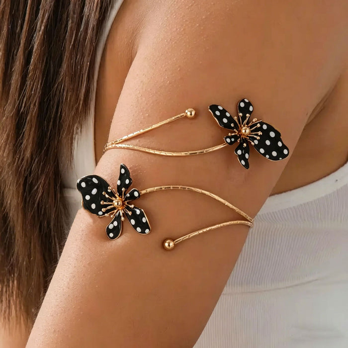 Wholesale Floral Open Cuff Bracelet Trendy Adjustable Arm Jewelry