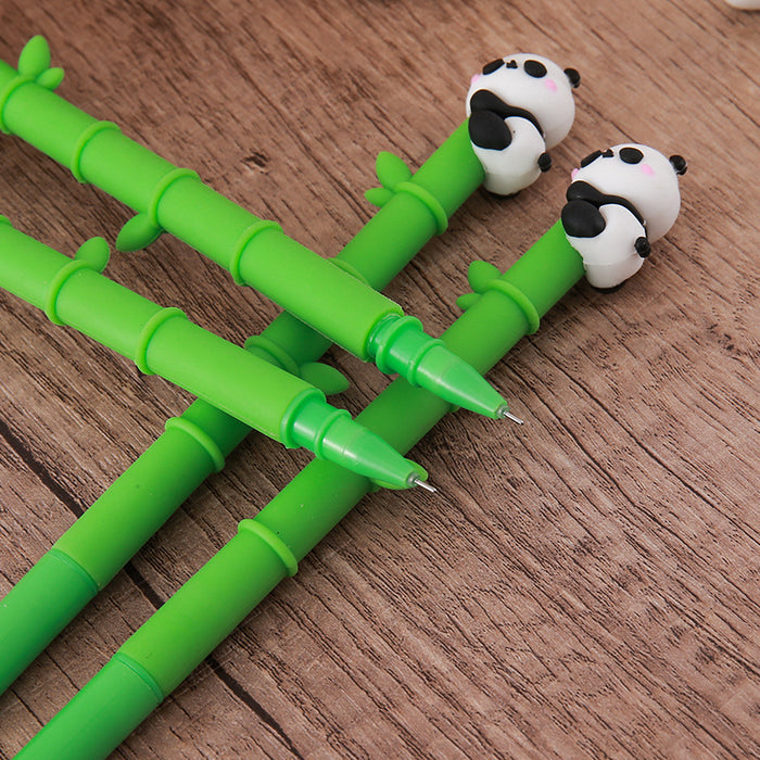 Wholesale Cute Panda Bamboo Design 0. 5mm Gel Pen Plastic Barrel Stainless Steel Tip MOQ≥2