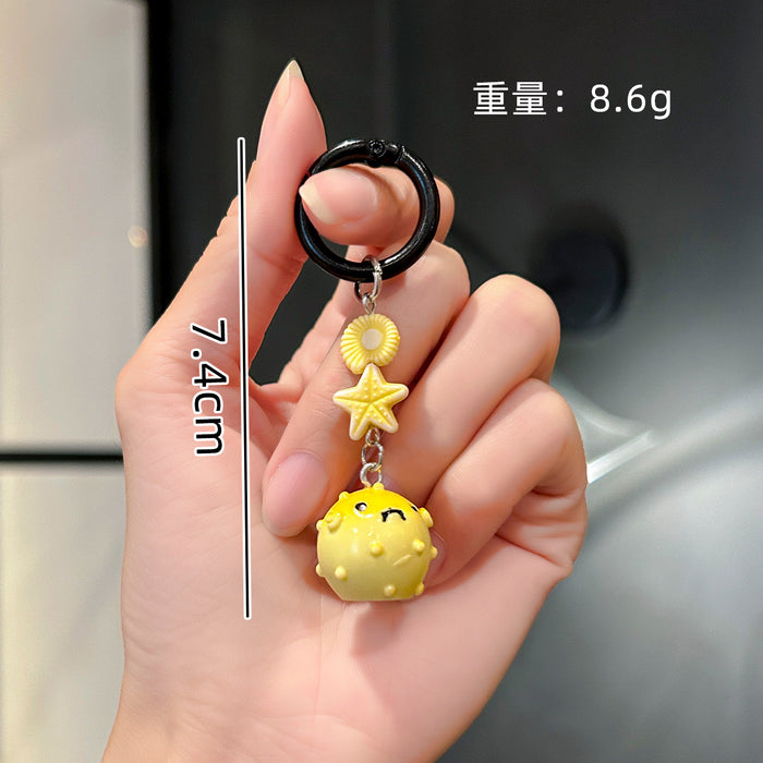 Wholesale Cute marine animal mobile phone lanyard resin keychain pendant car key decoration pendant