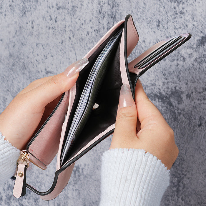 Wholesale Women' s Solid Color Urban Simple Short Wallet with Multiple Card Slots Everyday Wallet Gift
