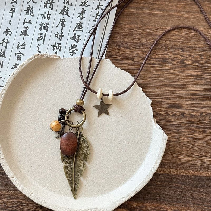 Wholesale Bohemian Vintage Style Long Chain Necklace Alloy Pendant Animal Design