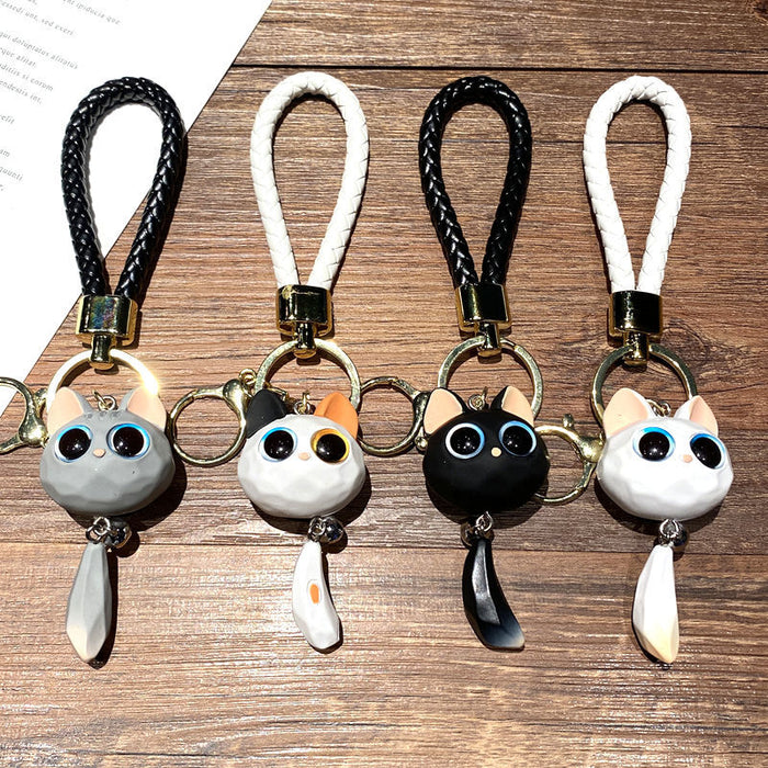 Wholesale Cute Cat Keychain Cartoon Big Eye Keyring for Backpack Car Key Accessory Gift MOQ≥2