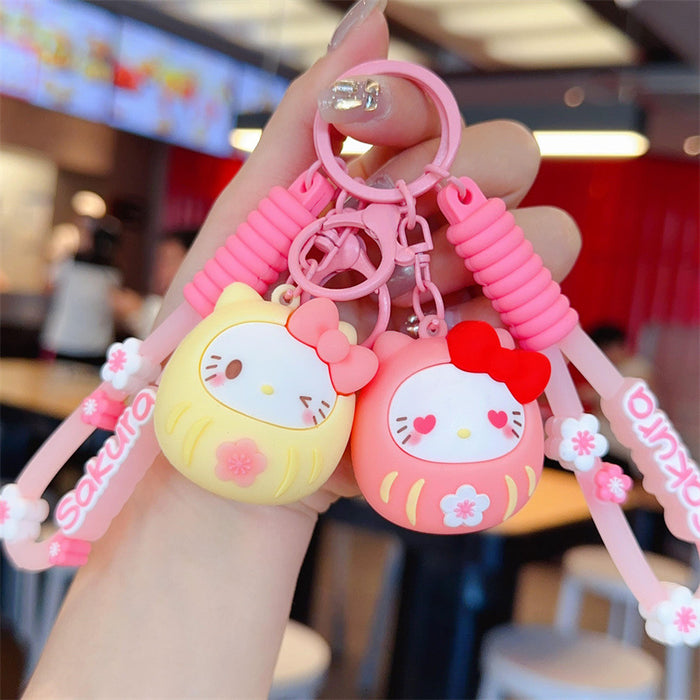 Wholesale PVC Cute cartoon creative keychain with cherry blossom pattern