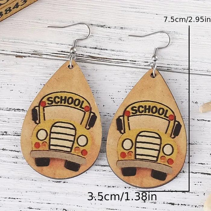 Wholesale  Water Drop Shape Colorful Pattern Pendant Wooden Earrings JDC-ES-WenT031