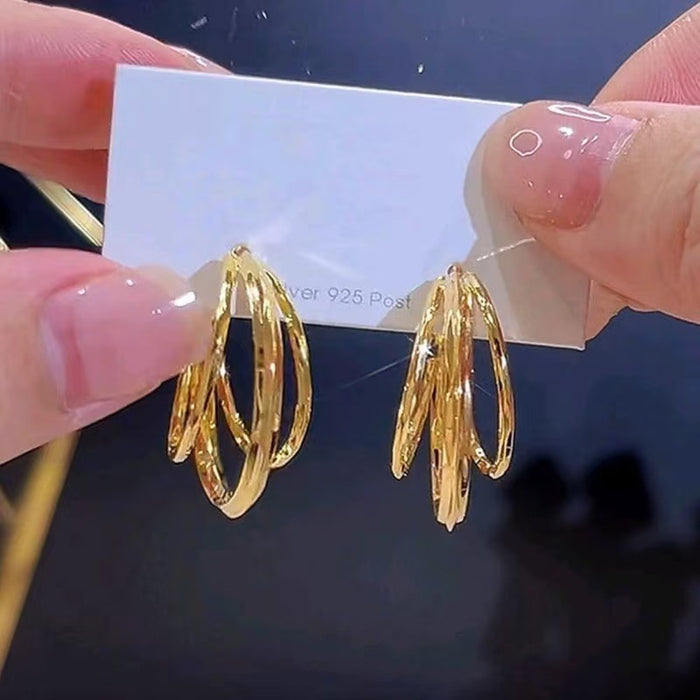 Wholesale New Fashionable Simple Multi layer Versatile Earrings with Light Luxury Style Earrings, Niche High end Design Earrings