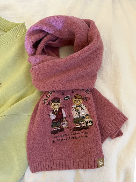 Wholesale Embroidered Academy Style Bear Knitted