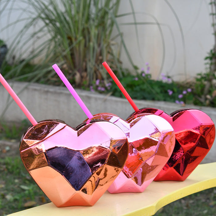 Wholesale Valentine's Day Creative Heart Shape Plastic Straw Cup JDC-CUP-MaiG001