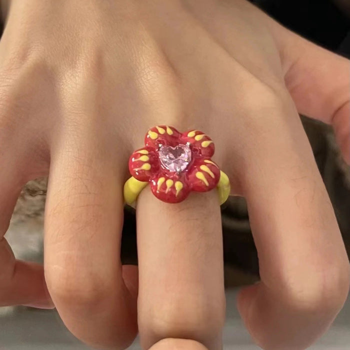 Wholesale Green butterfly open ring niche versatile ring