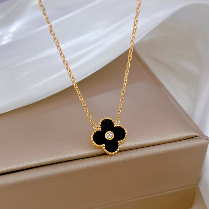 Wholesale Four Leaf Flower Titanium Steel Necklace JDC-NE-LiGe011