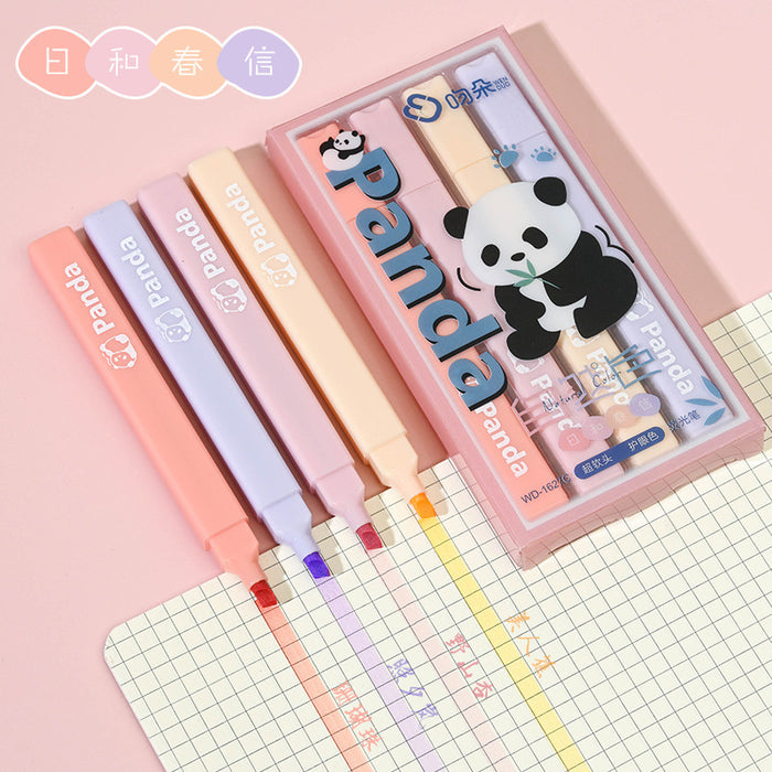Wholesale Panda Highlighter Cute Cartoon Color Hand Account Pen Marking Pen