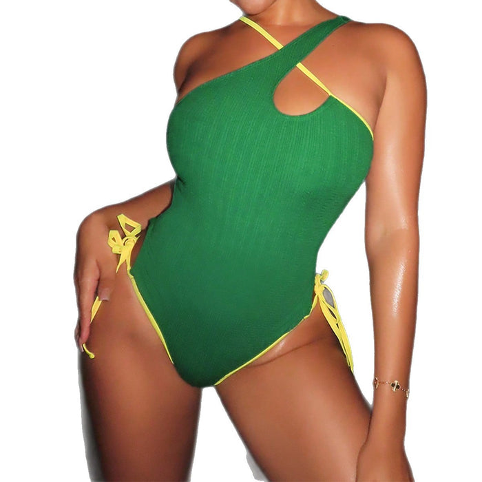 Wholesale New sexy camisole one-piece swimsuit for women, color blocked high waisted bikini swimsuit