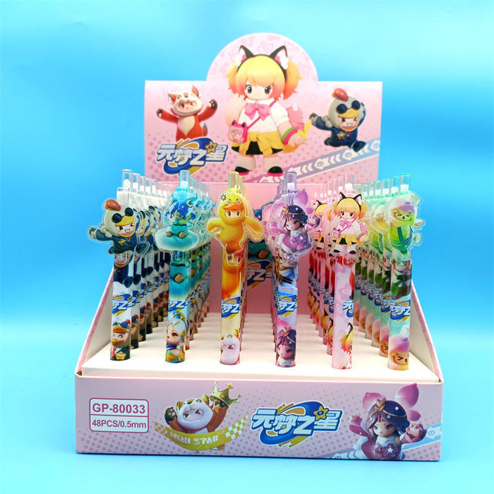 Wholesale 48 pcs Black core 0. 5mm cute cartoon sticker push-button pen