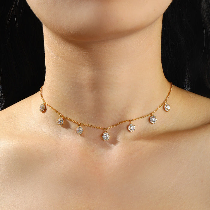 Wholesale New light luxury niche zircon necklace with fashionable temperament, collarbone chain, versatile and simple necklace