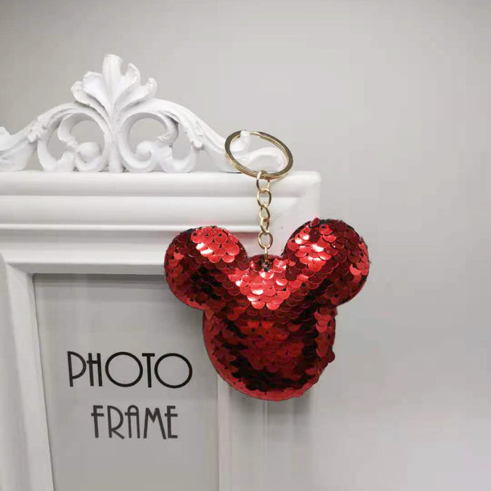 Wholesale Reflective glitter keychain pendant cartoon car keychain bag decoration